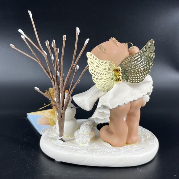 Vintage Kirk's Kritters Angel Cheeks Christmas Figurine With Snowman 2001 - Picture 12 of 15